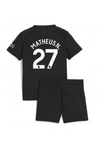 Fotbalové Dres Manchester City Matheus Nunes #27 Dětské Venkovní Oblečení 2025-26 Krátký Rukáv (+ trenýrky)